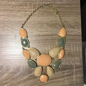 Nude and green statement necklace